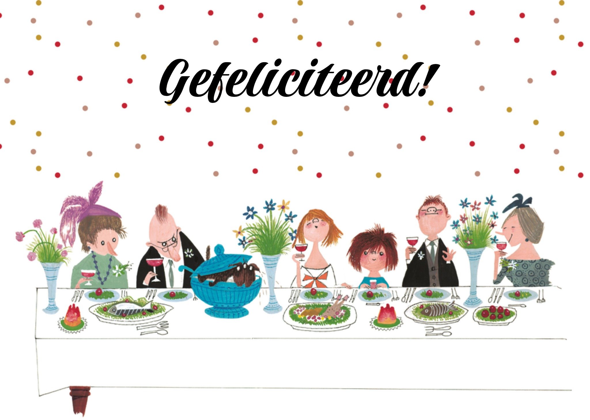Felicitatiekaart eten tafel Kaart Fiep Westendorp