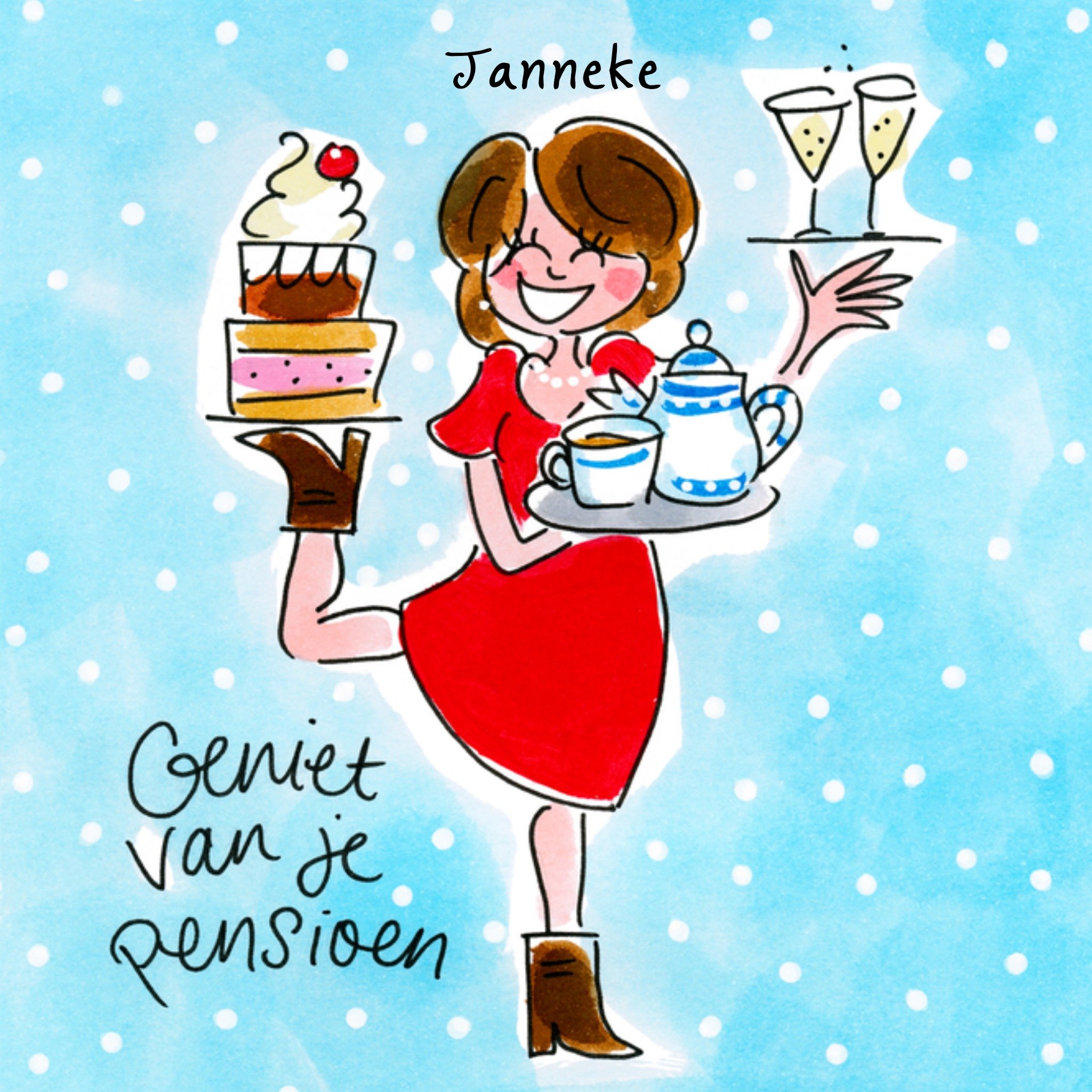 Pensioenkaart met naam Vierkante Kaart Blond Amsterdam