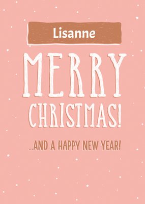 Kerstkaart | UK Greetings | Roze | met eigen naam