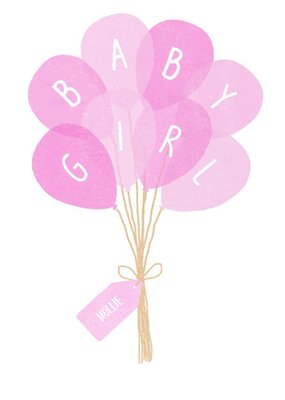 Greetz | Geboortekaart | Balloons Baby Girl | Aanpasbare tekst