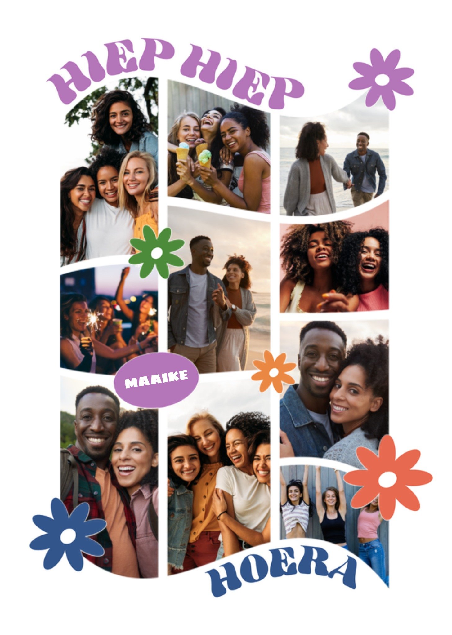 Verjaardagskaart Met fotos Bloemen Aanpasbare naam Kaart Greetz