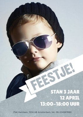 Uitnodiging Kinderfeestje | Foto | Stoer | Jongen