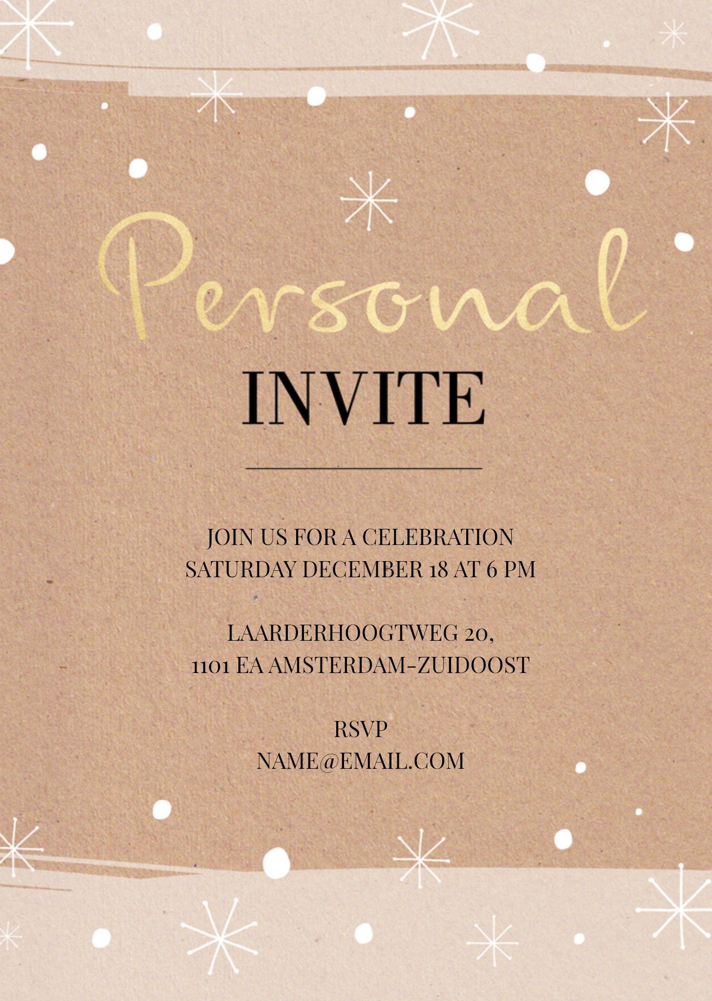 Uitnodiging kerstfeest naam Greetz