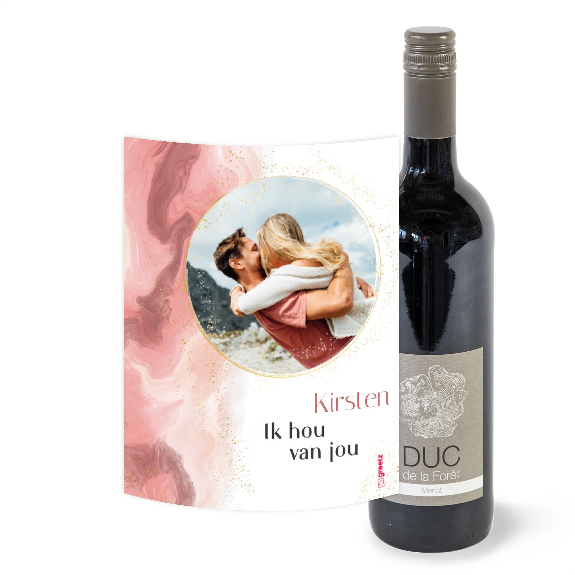 Duc de la Foret Merlot Love met eigen foto 750 ml Drankcadeaus Duc de la Forêt