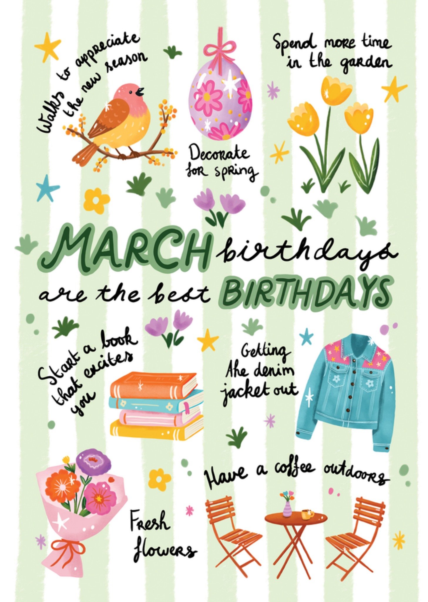 Aniet Illustration Verjaardagskaart March Birthday Greetz