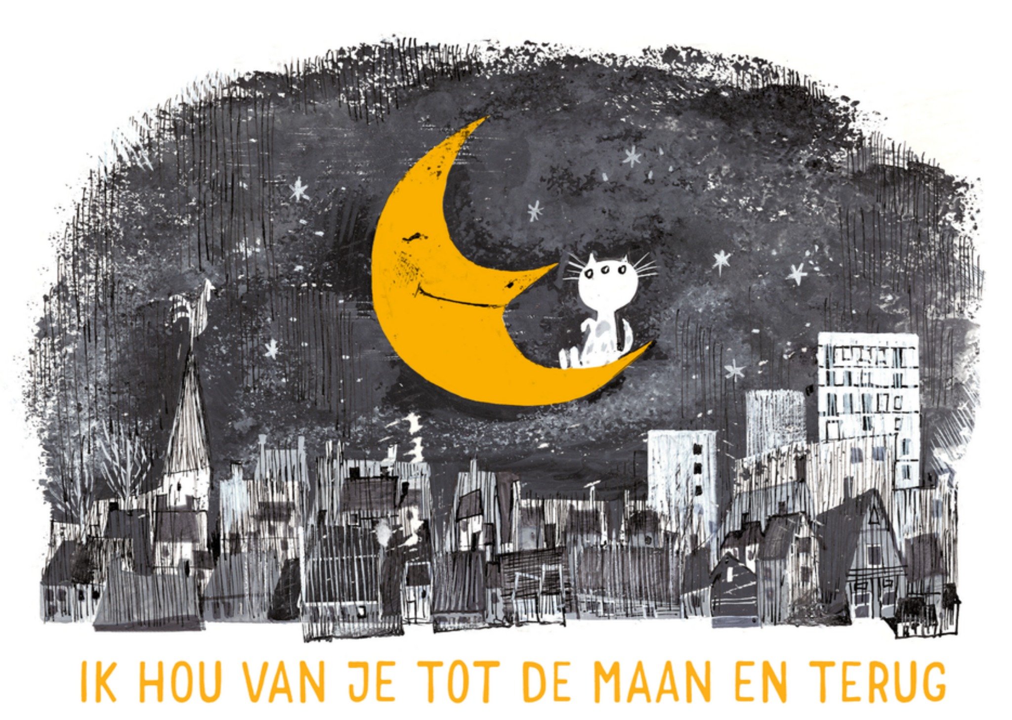 Valentijnskaart Maan en terug Kaart Fiep Westendorp