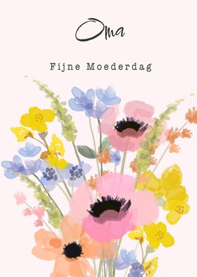 Geïllustreerd Aquarel Bloemen Oma Moederdag Kaart