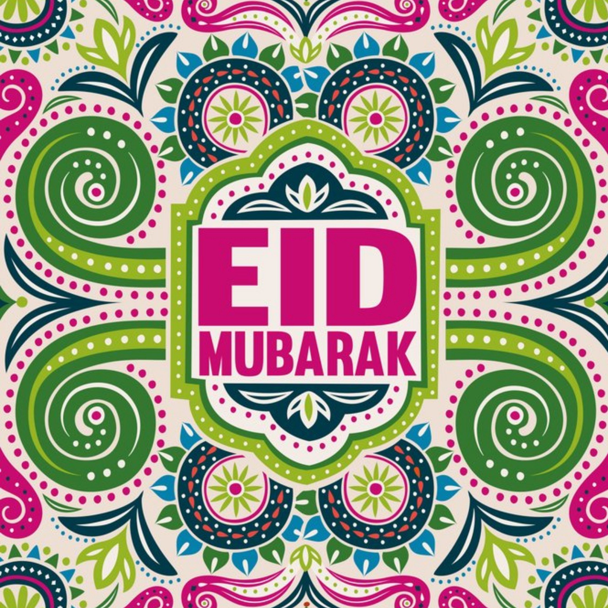 Davora Eid Mubarak kaart Kleurrijk Vierkante Kaart Davora Ltd