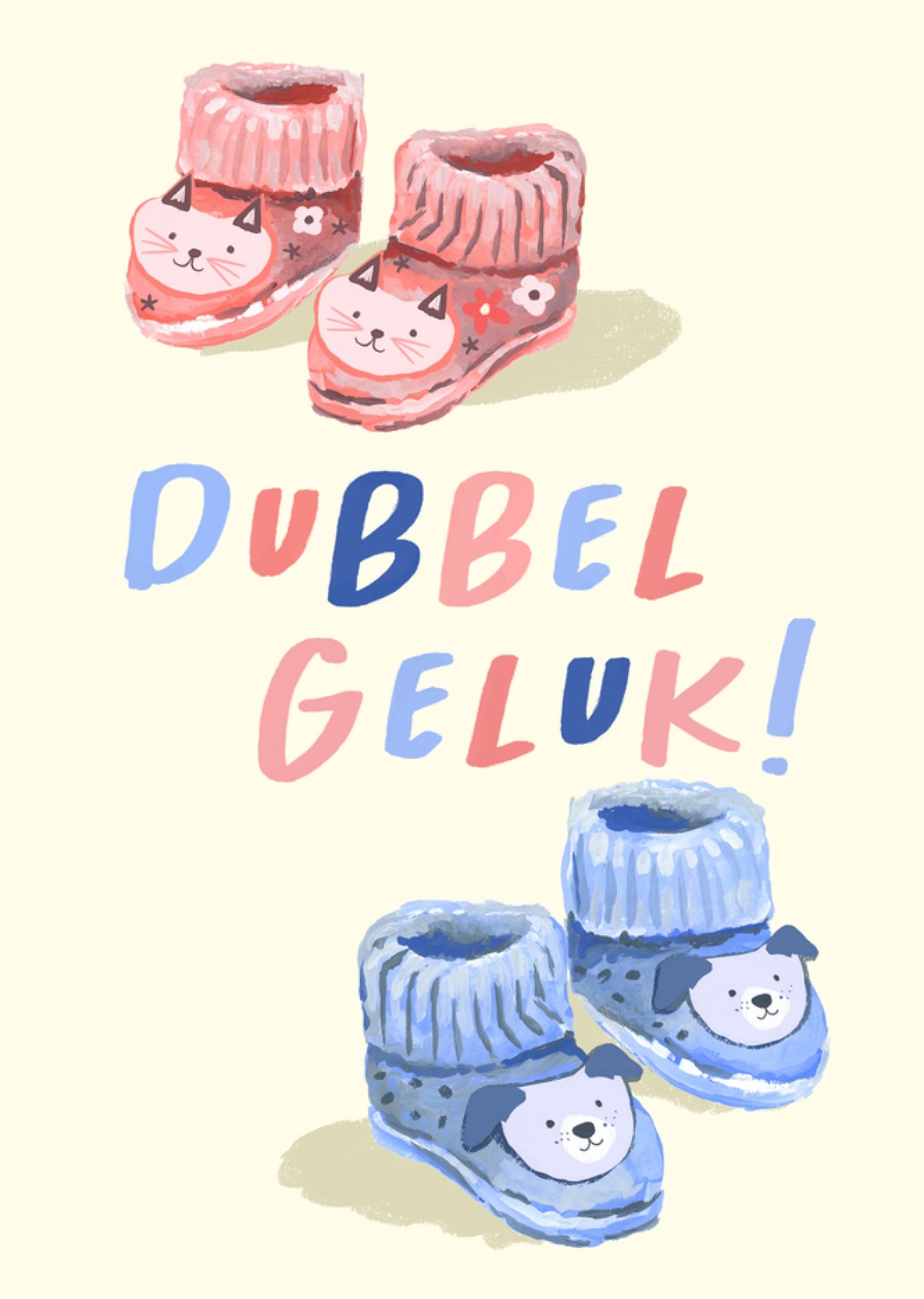 Geboortekaart Tweeling Dubbel Geluk Kaart Drunk Girl Designs