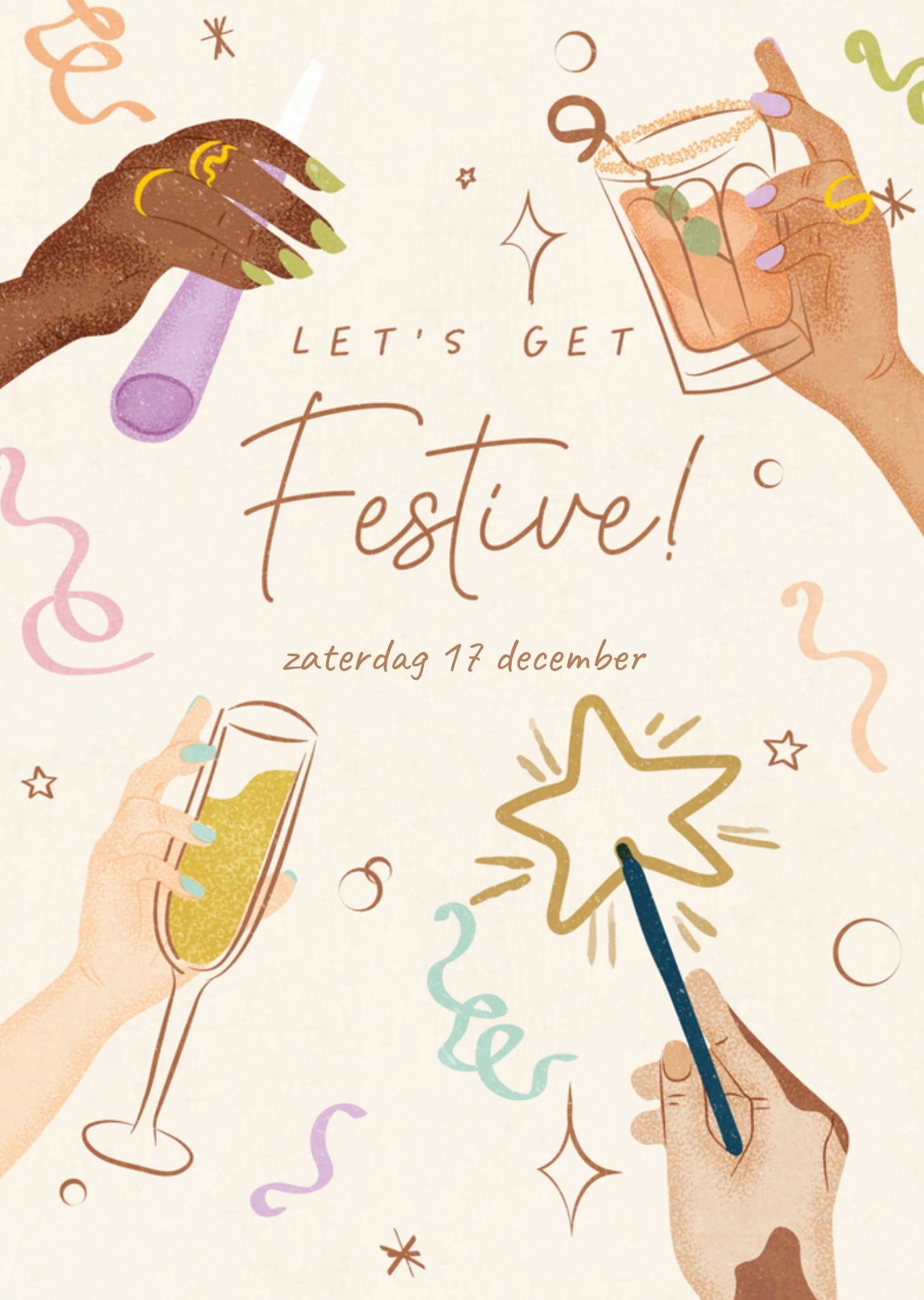 Uitnodiging kerstfeest drankjes Ansichtkaart Melolelo