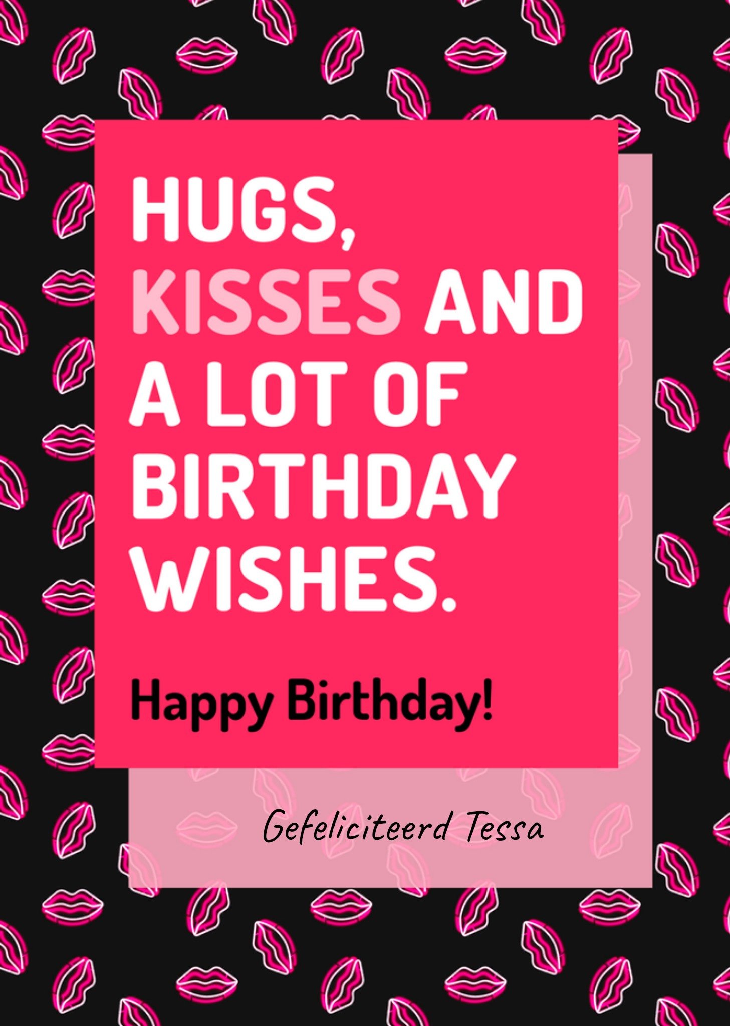 Verjaardagskaart Hugs, Kisses Kaart Love Repeat