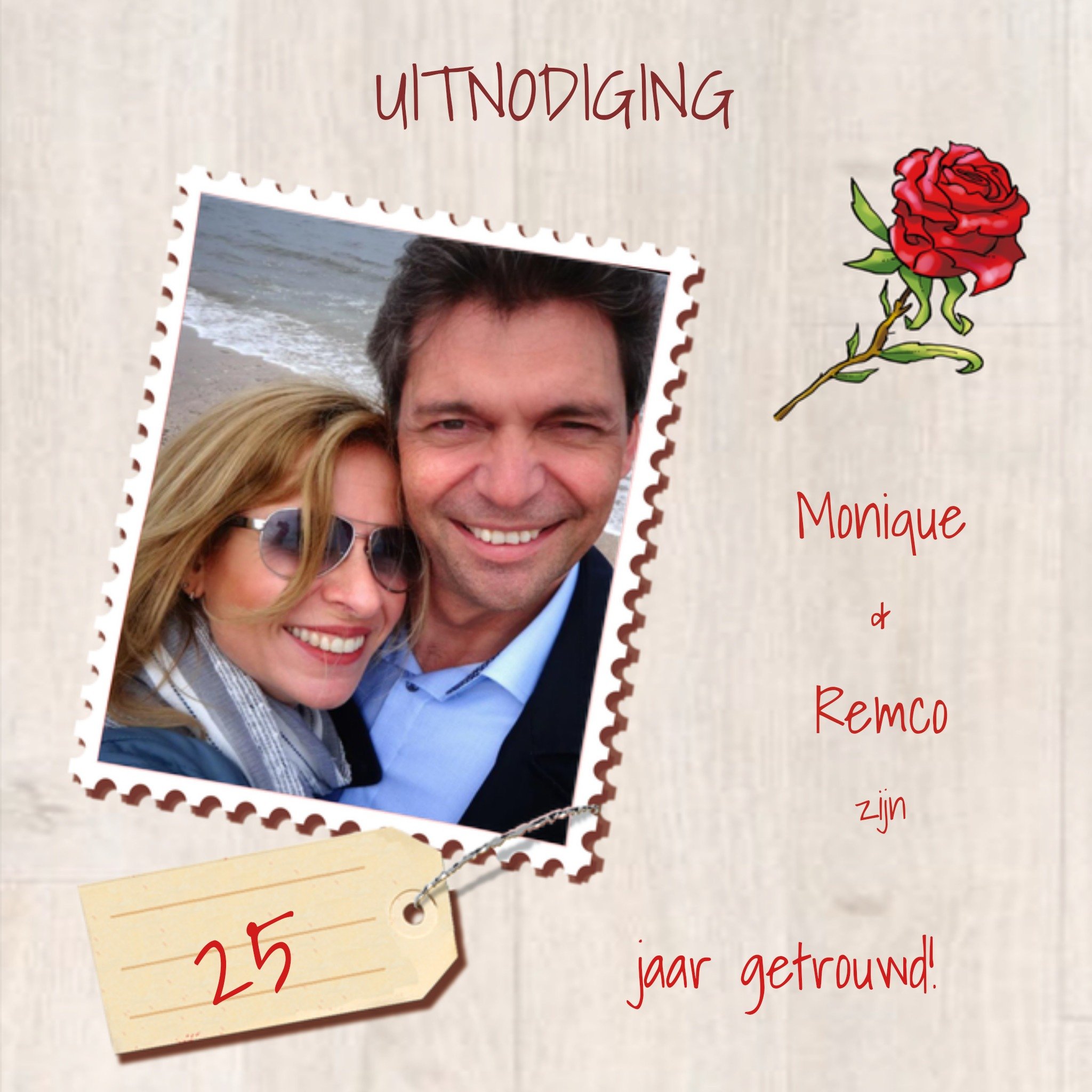 Jubileum uitnodiging foto met naam Vierkante Kaart Doodles