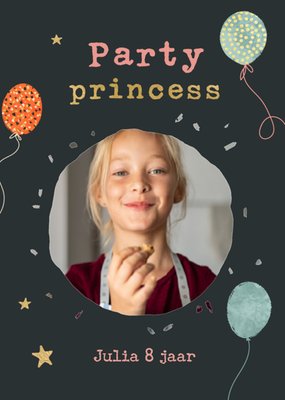 Feestprinses Ballonnen Foto Upload 8e Verjaardag Kaart
