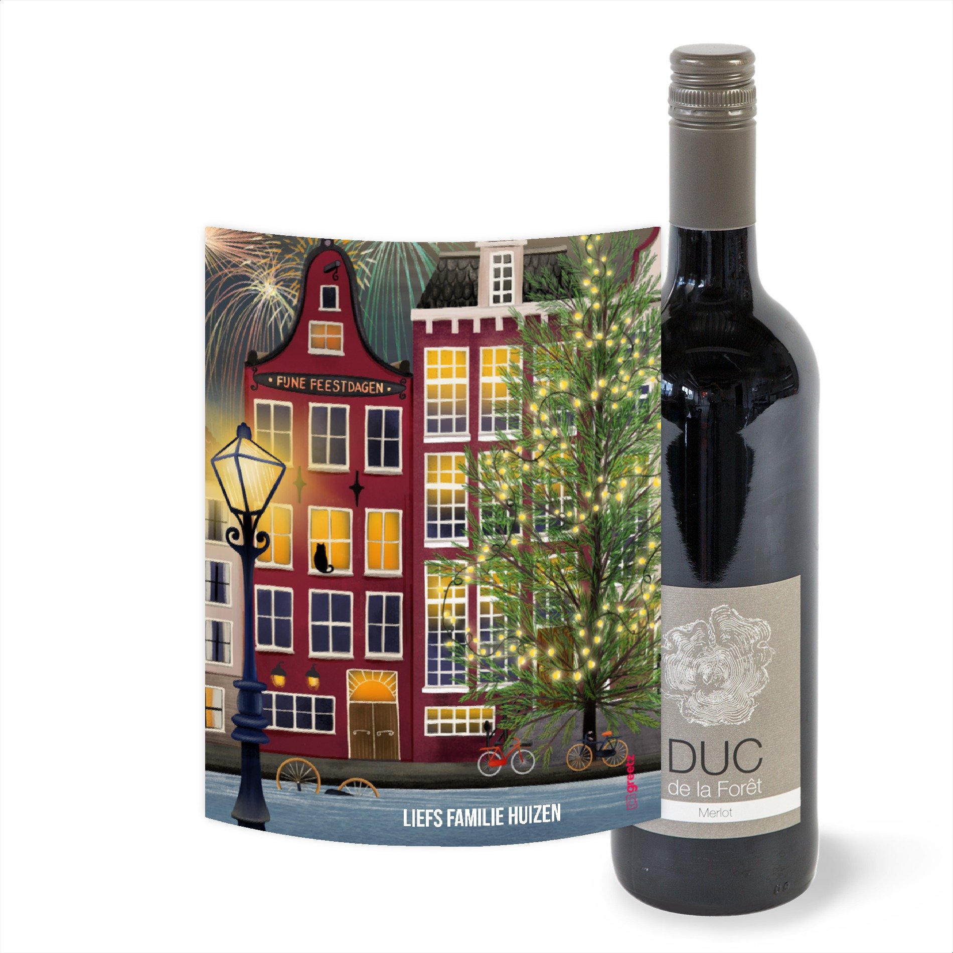 Duc de la Forêt | Duc de la Foret | Merlot | Fijne feestdagen met eigen tekst | 750 ml