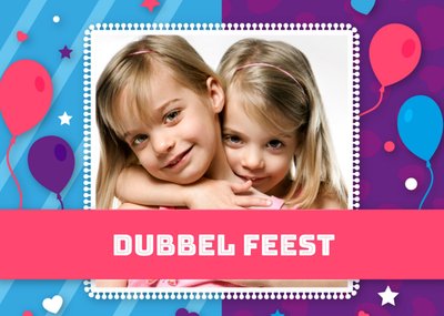 Dubbel Feest Ballonnen Foto Upload Kaart