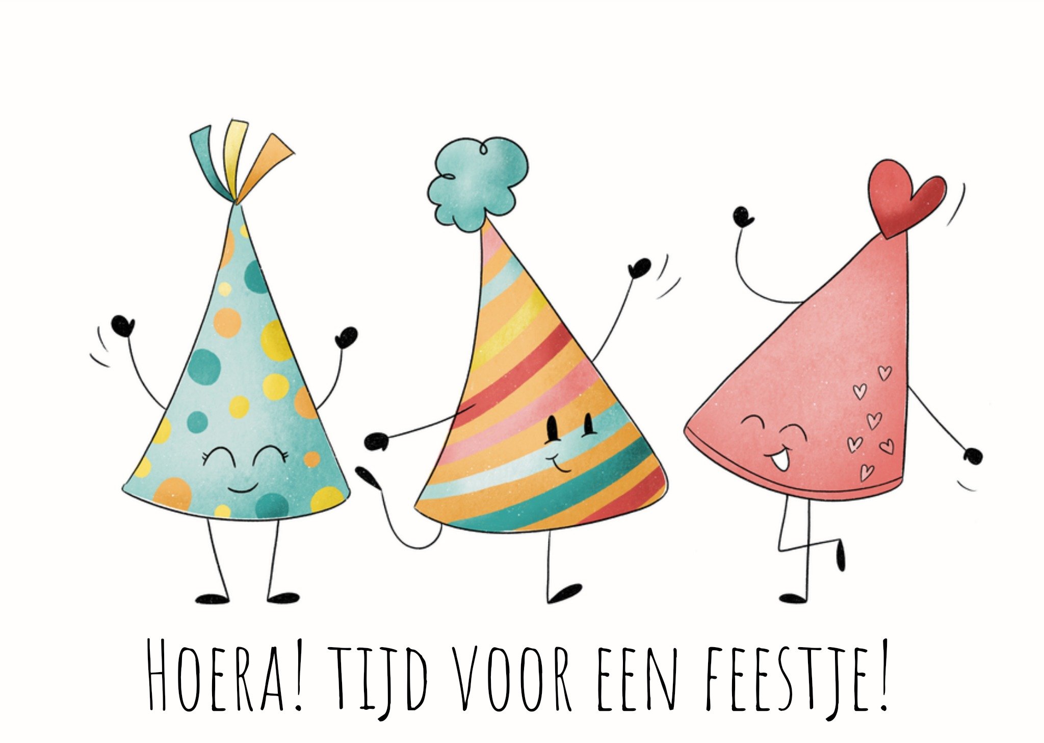 Studio Fred Verjaardagskaart Feestmutsen Kaart Studio Fred Illustraties