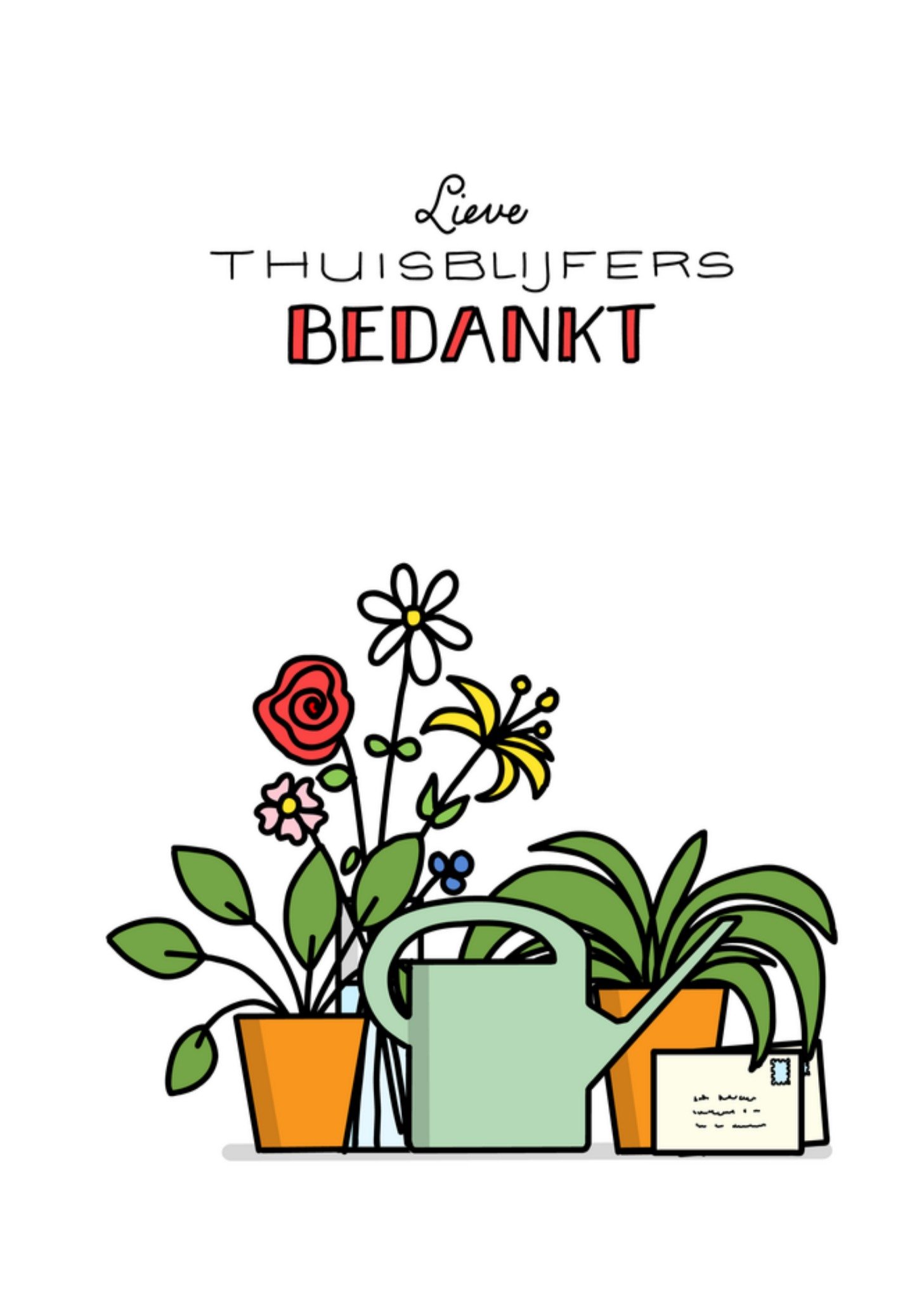 Bedankt kaart Thuisblijfers Kaart YH Tekent