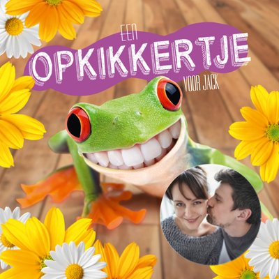 Een Opkikkertje Grappige Kikker Foto Upload Beterschap Kaart