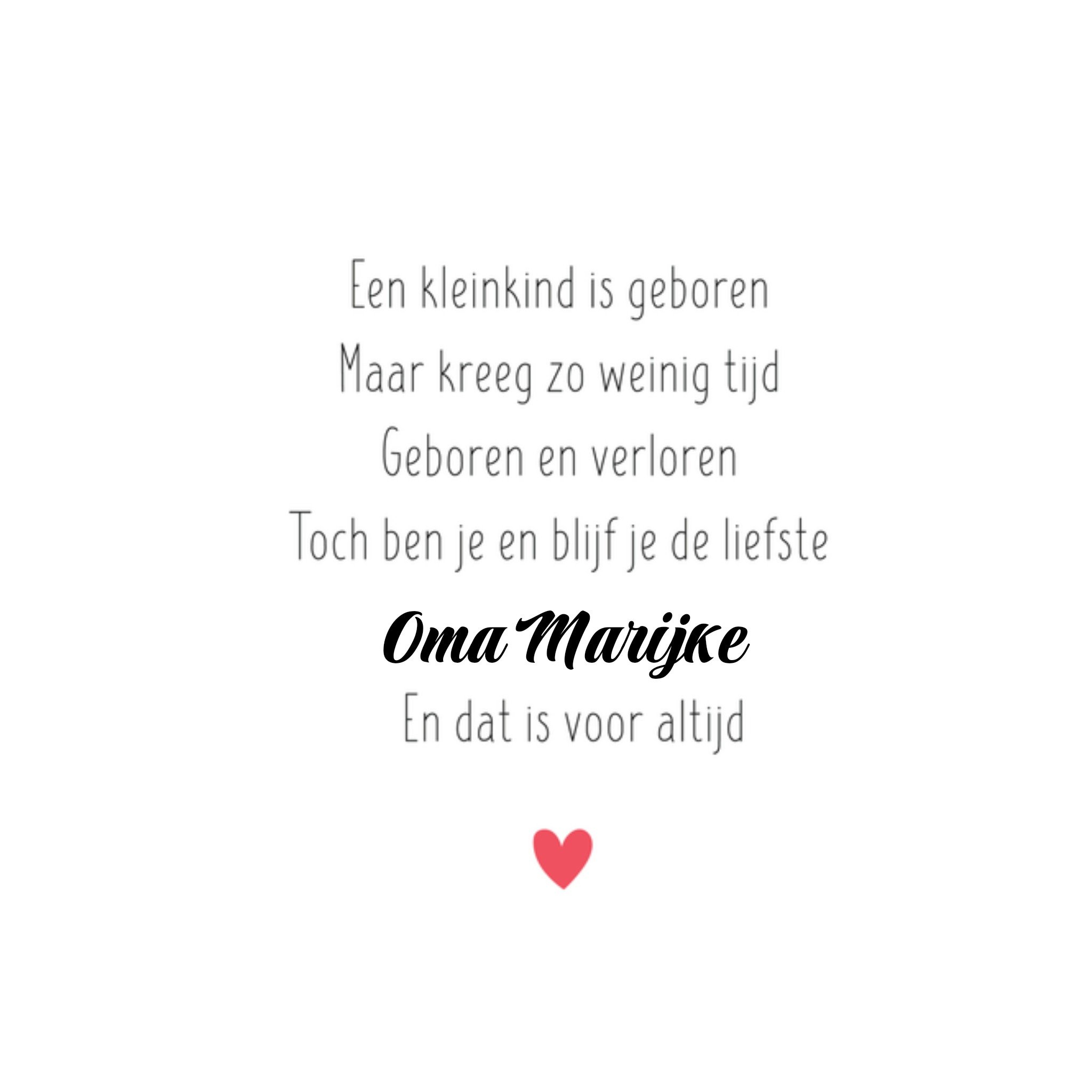 Kleine Vlindervoetjes Condoleancekaart naam Vierkant