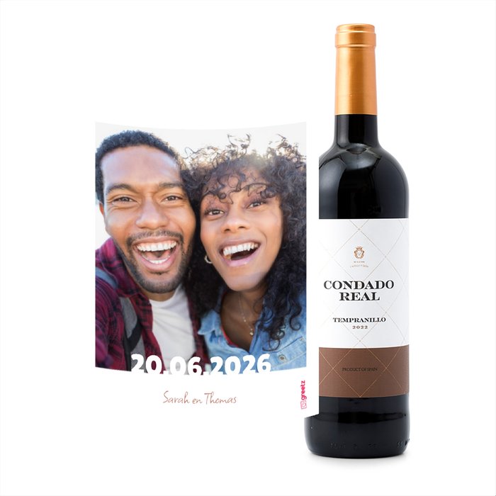 Condado Real | Tempranillo Tinto | Love met eigen foto en tekst | 750 ml