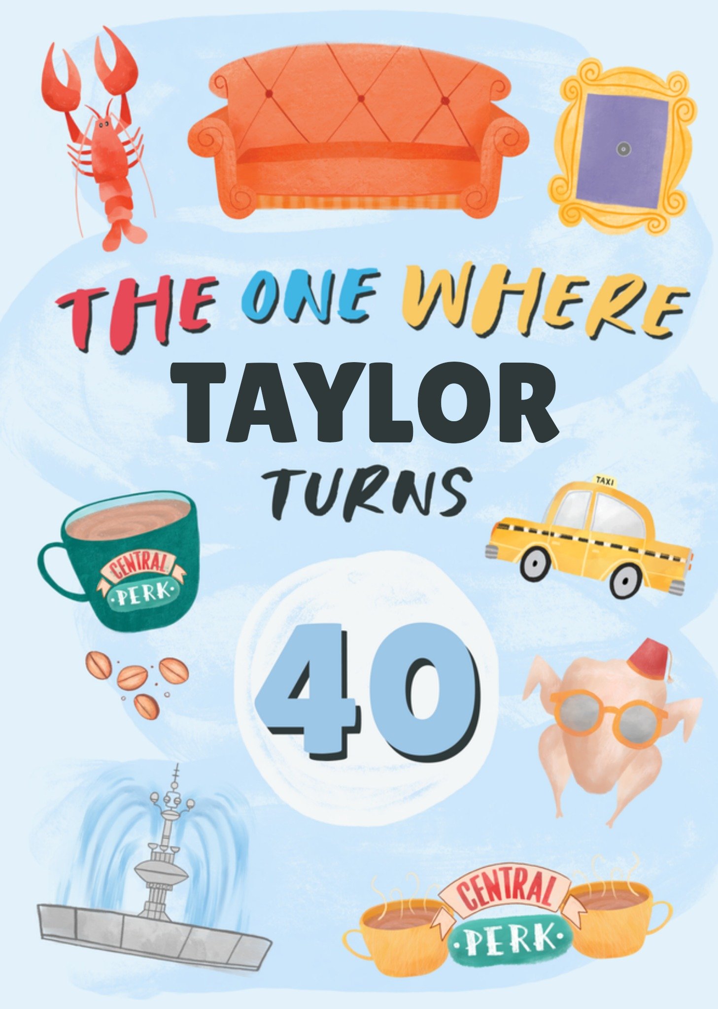 Friends Verjaardagskaart Aanpasbare naam 40 Kaart Friends televisieserie