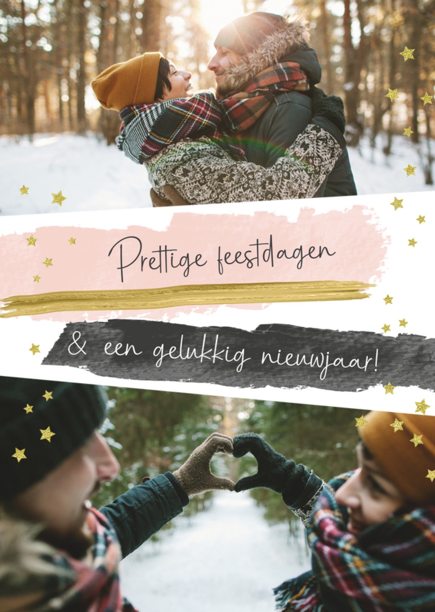 Kerstkaart Prettige feestdagen een gelukkig nieuwjaar! Met foto Tsjip