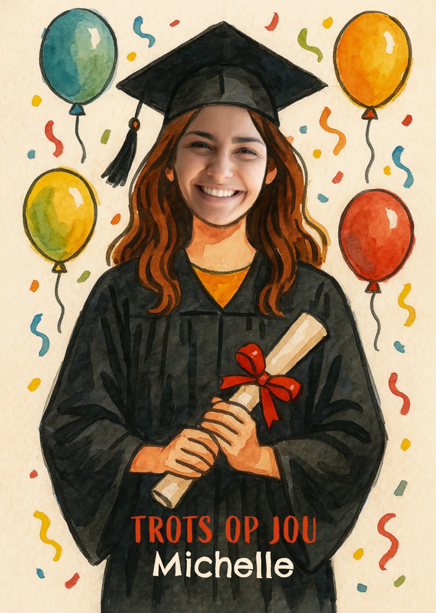 Geslaagdkaart Trots op jou Aanpasbare foto enn tekst Kaart Greetz