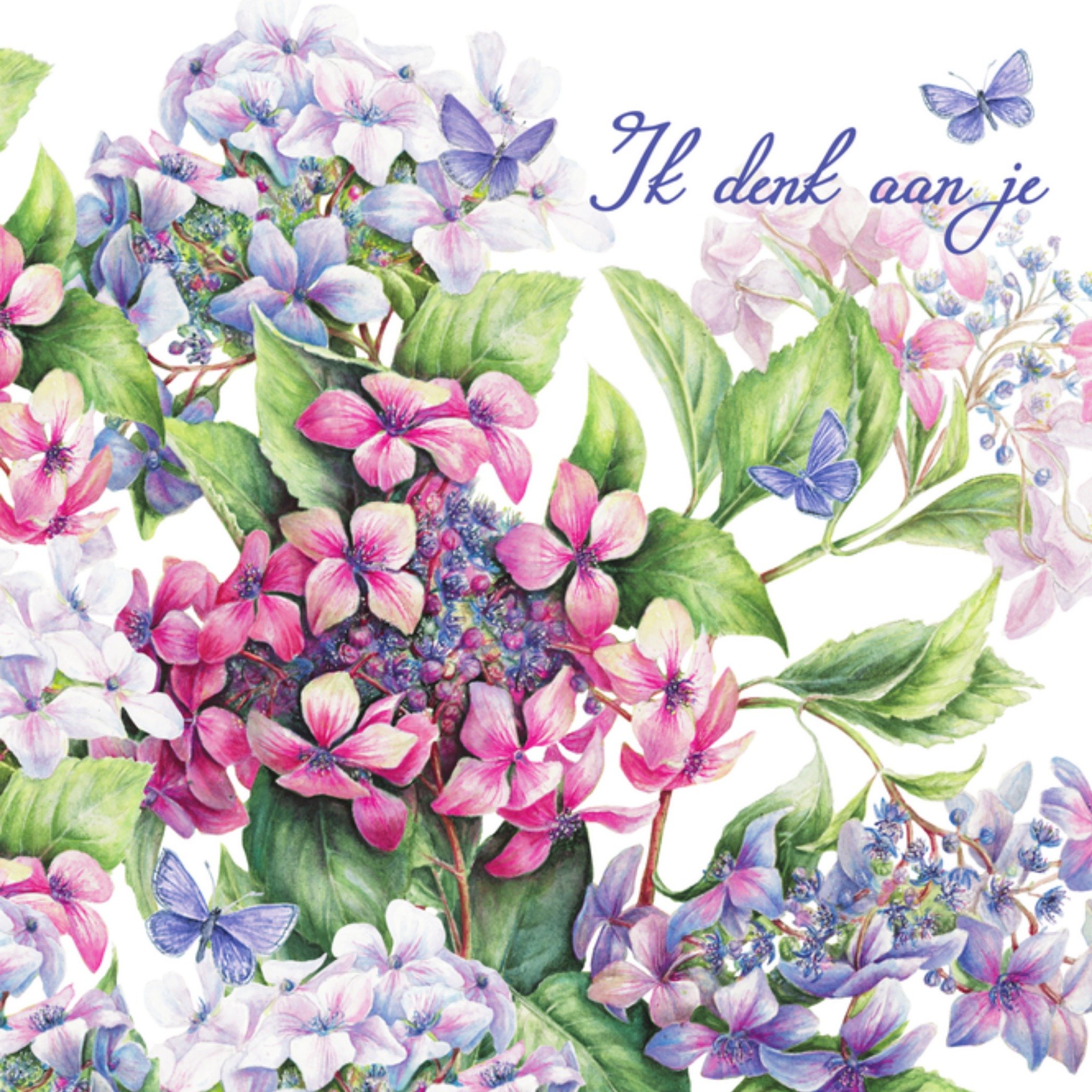 Paarse en roze bloemen Vierkante Kaart Janneke Brinkman