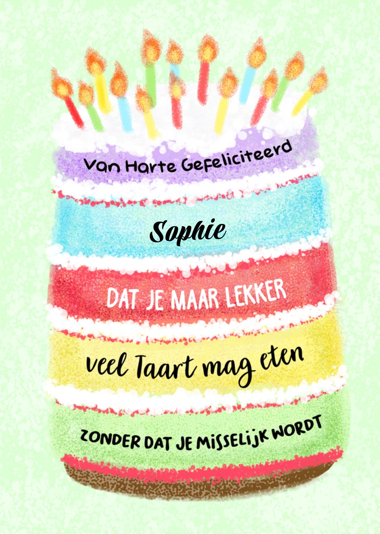 Verjaardagskaart Taart Kaart Liefs Jansje