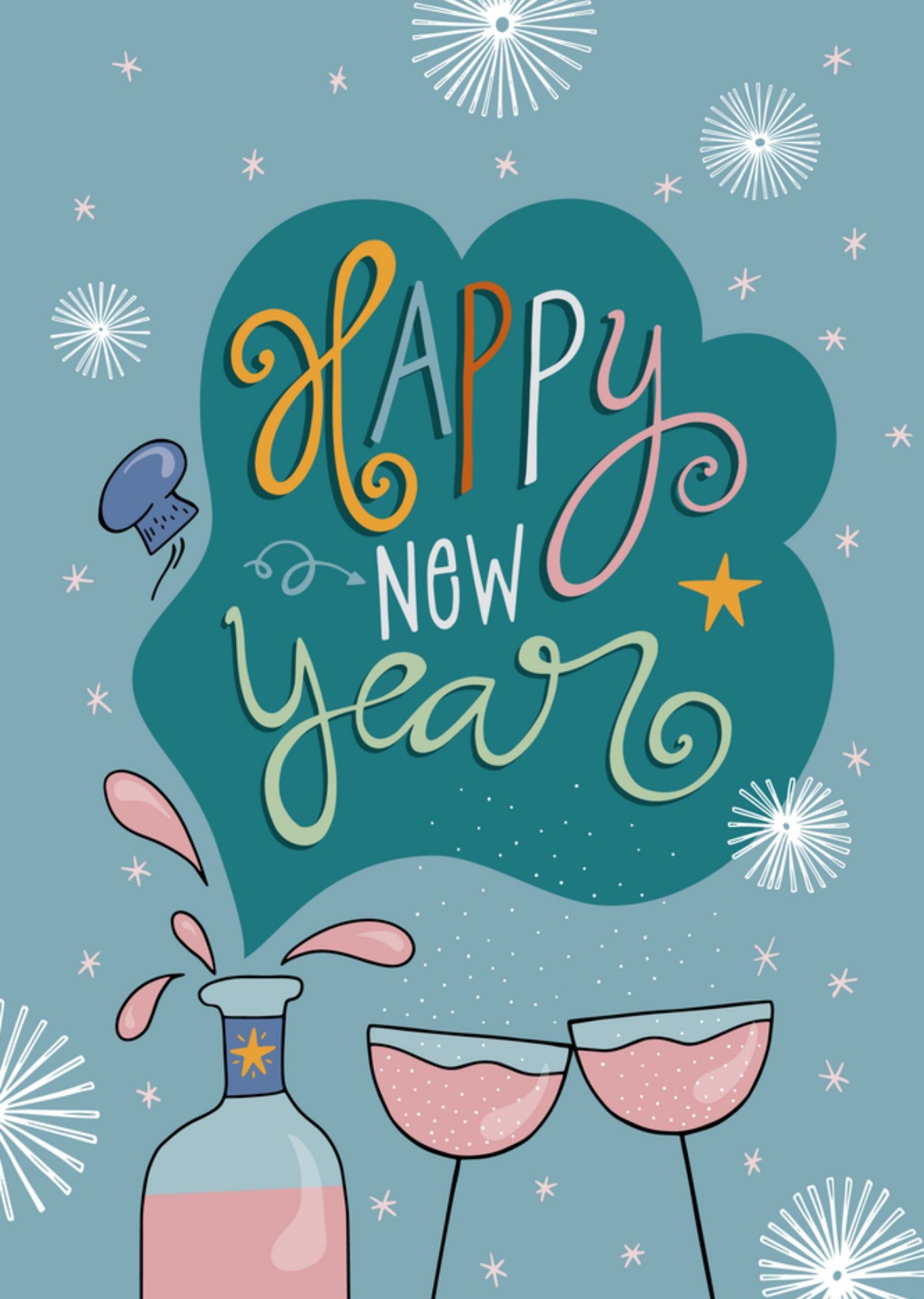 Kerstkaart Happy New Year Vriendin Funny Side Up