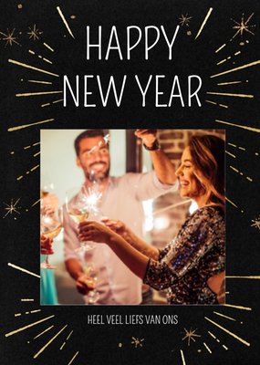 Gouden Vuurwerk Foto Upload Nieuwjaar Kaart