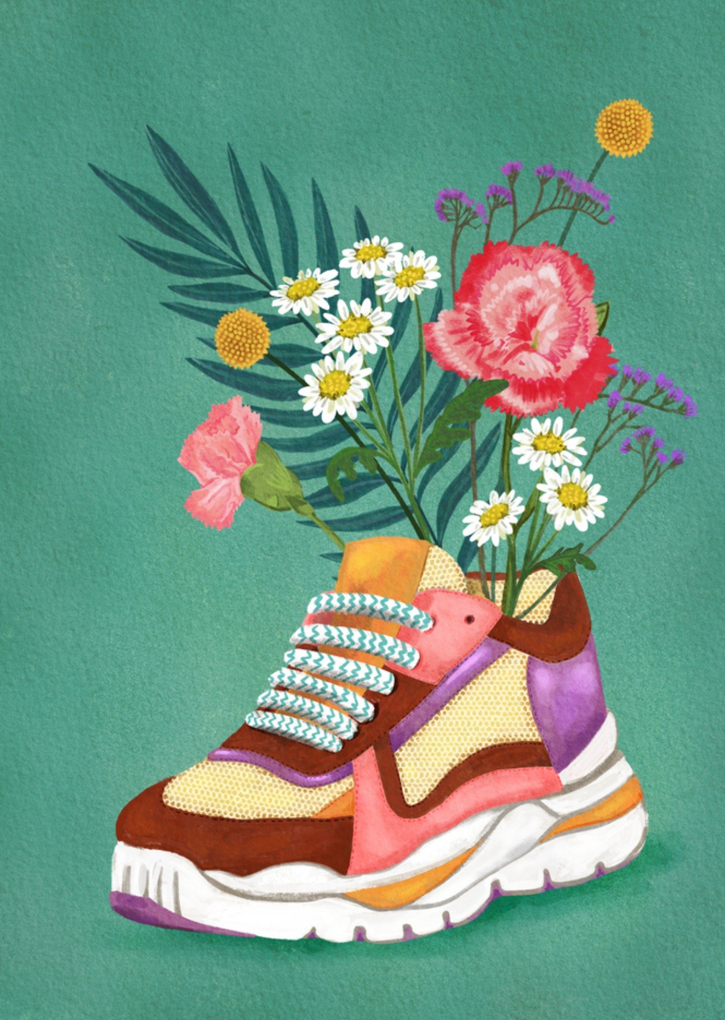 Zomaarkaart sneaker bloemen Kaart Petit Konijn