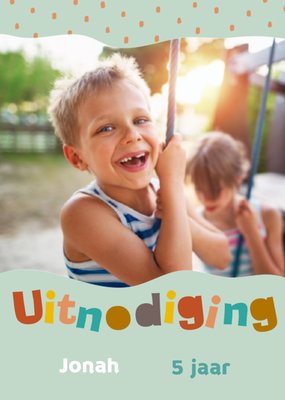 Kleurrijke Letters Foto Upload Uitnodiging 5e Verjaardag Kaart