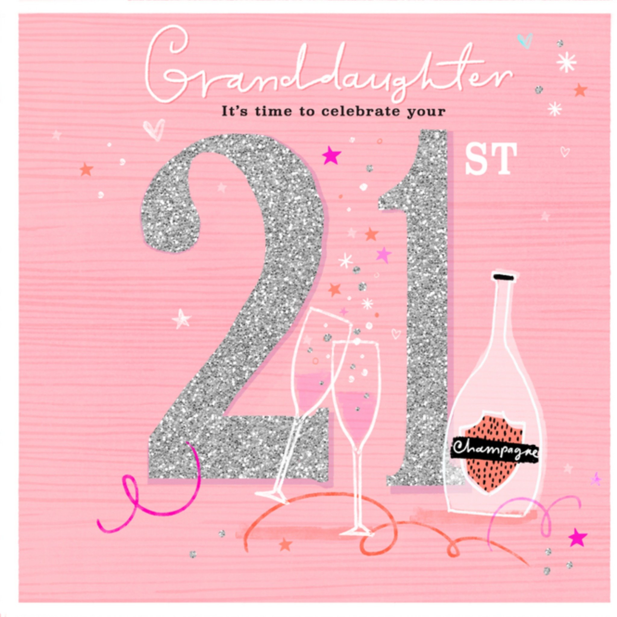Greetz Verjaardagskaart champagne 21st bday Vierkant