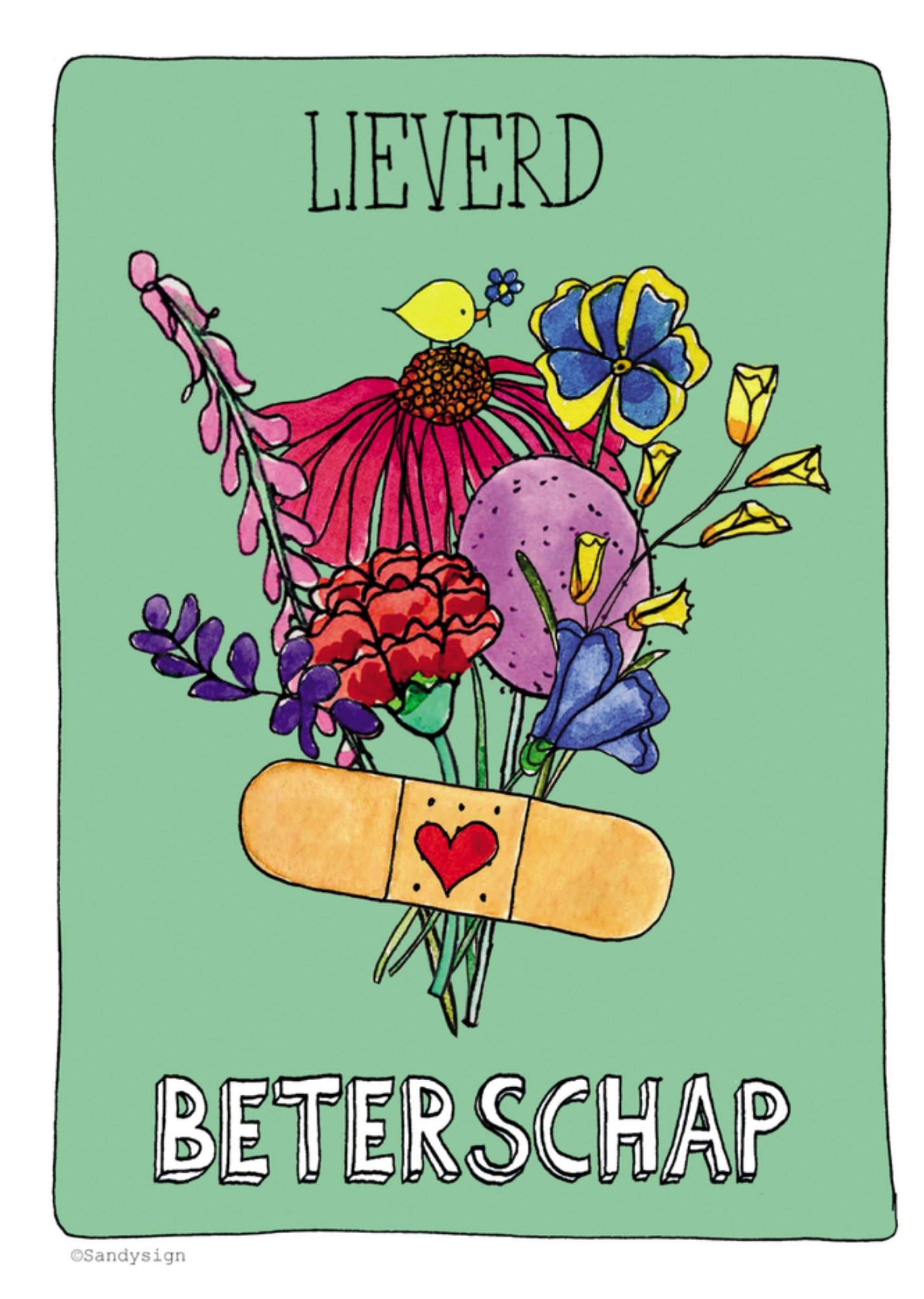 Beterschapskaart bloemen Kaart Sandysign