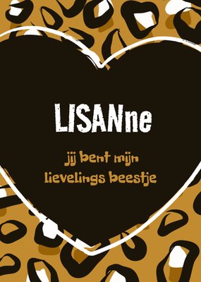 Jij Bent Mijn Lievelings Beestje Panterprint Hart Kaart