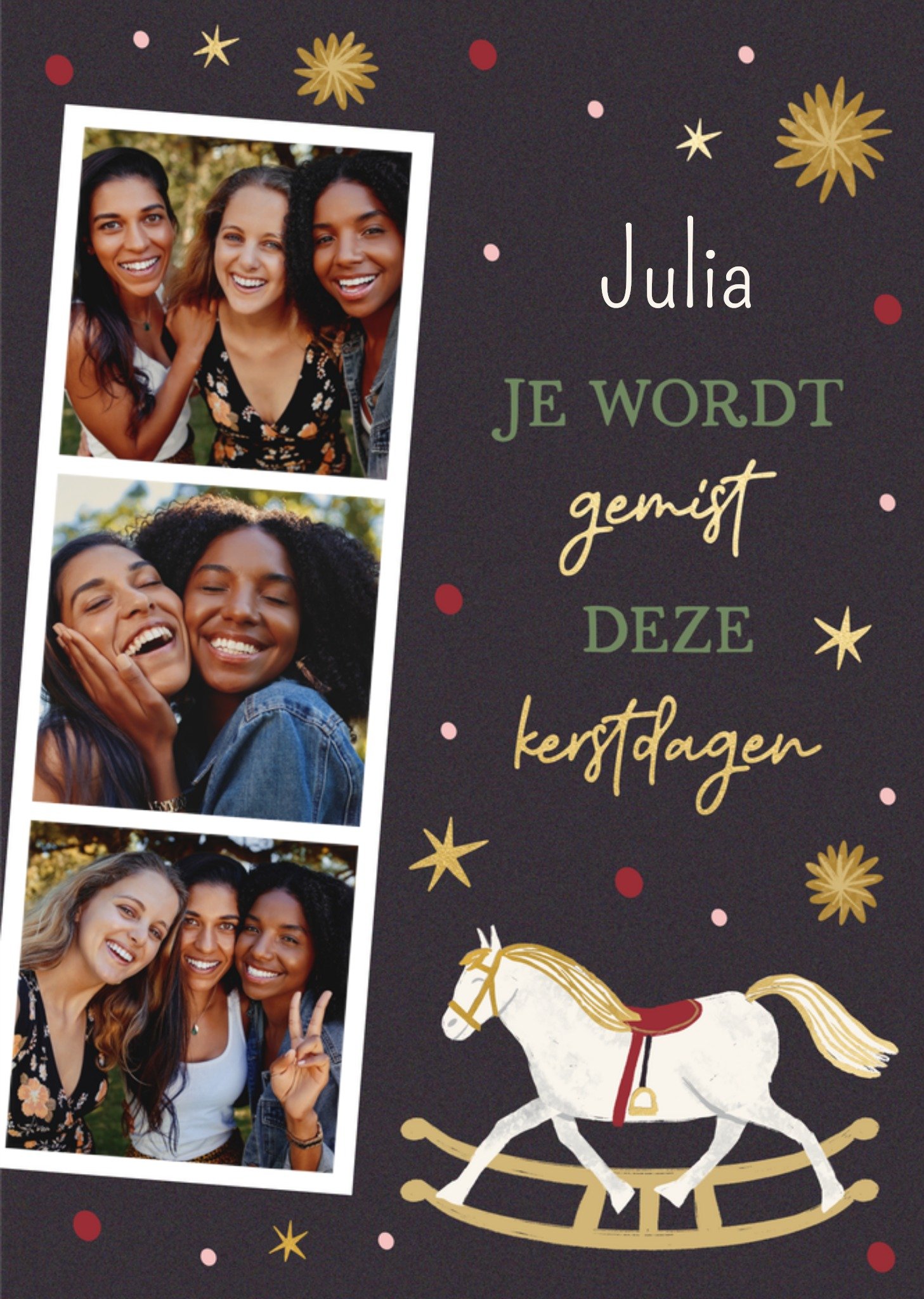 Kerstkaart Je wordt gemist deze kerstdagen Greetz