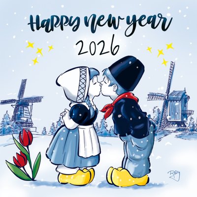 Old Dutch | Nieuwjaarskaart | Happy New Year 2026 | Aanpasbare tekst