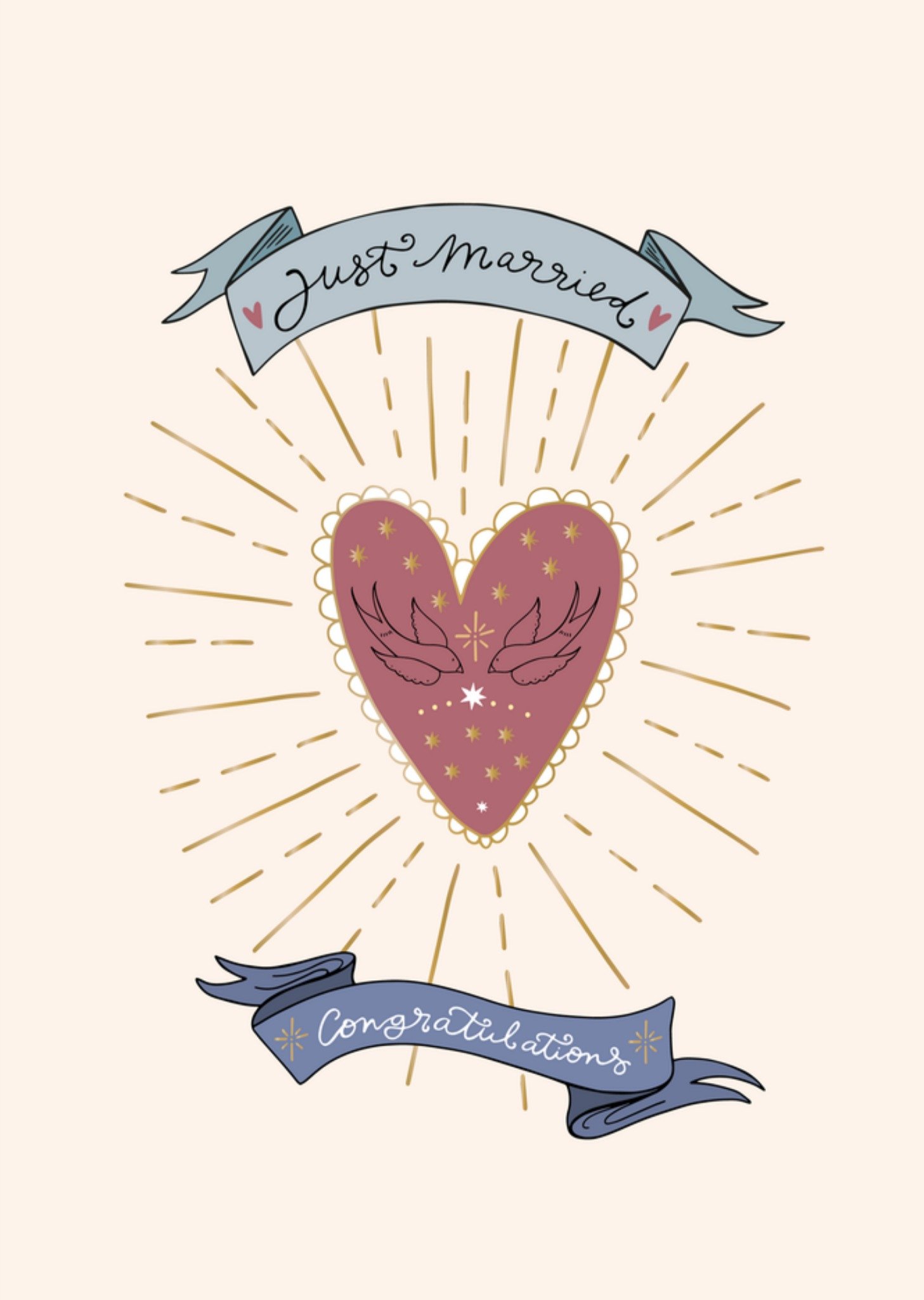 Huwelijkskaart Just Married Kaart Funny Side Up