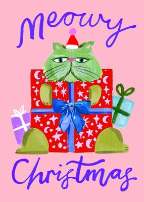 Eleanor Bowmer | Kerstkaart | Meowy Christmas