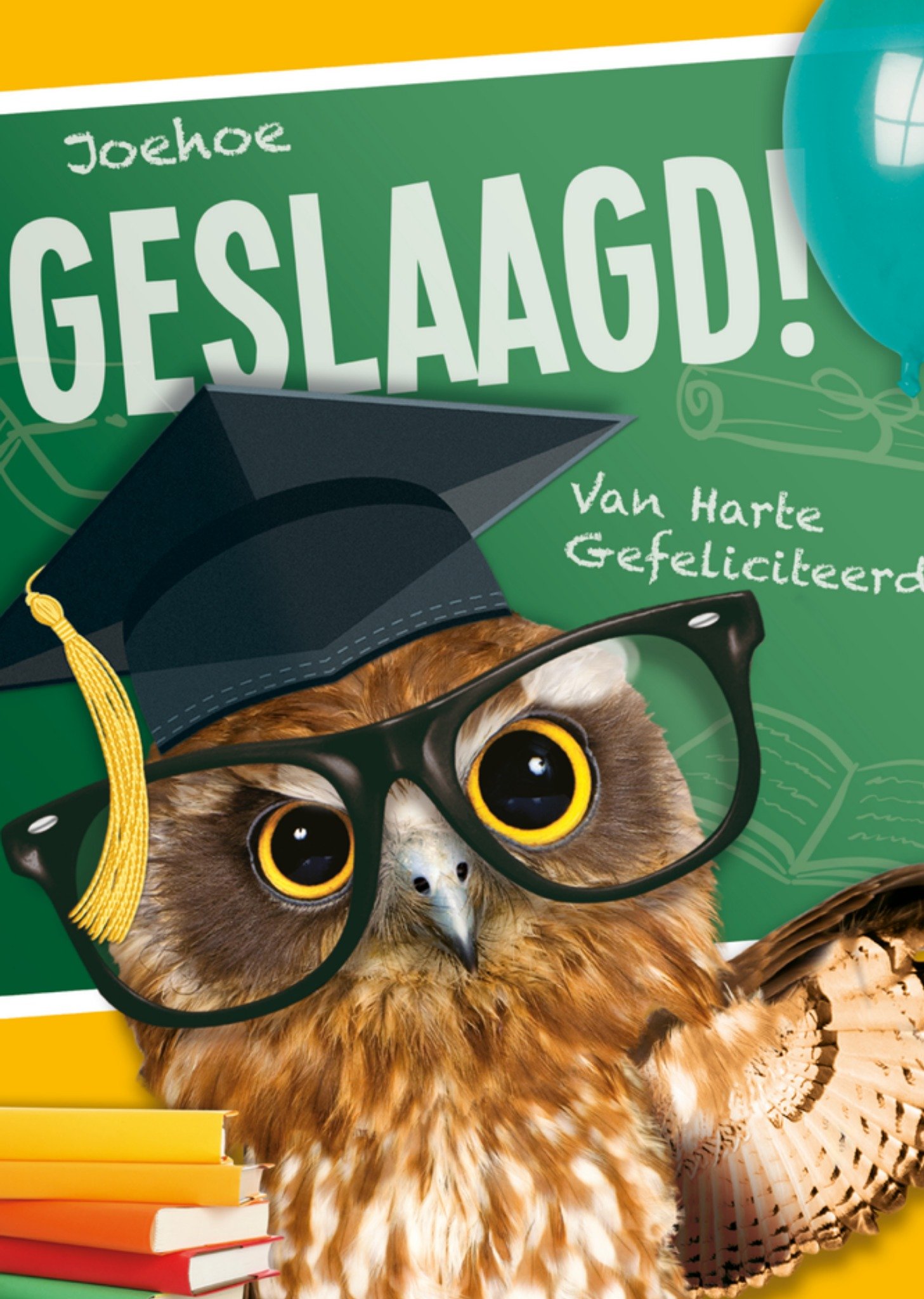 Geslaagd kaart uil bril Kaart Paperclip