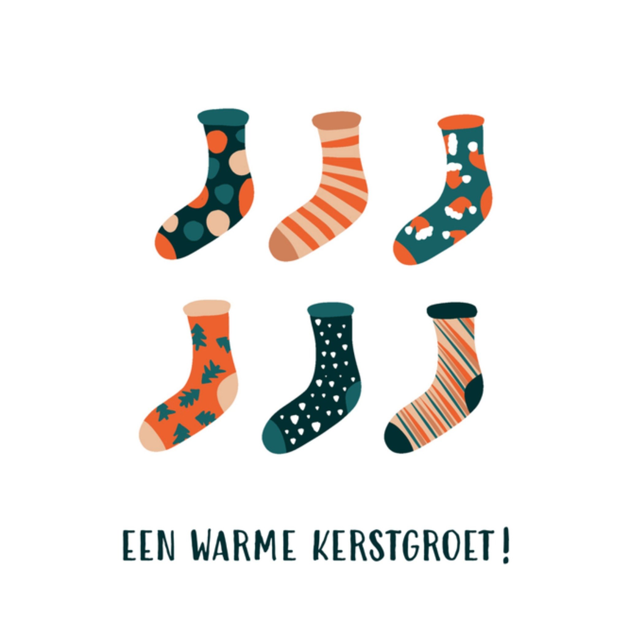 Greetz Kerstkaart kerstgroet sokken Vierkant