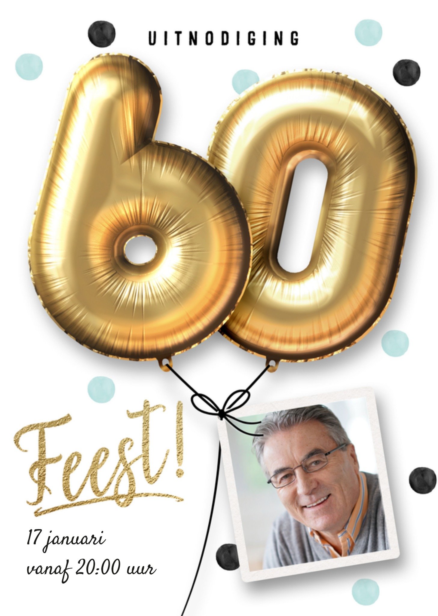 Uitnodiging Verjaardagsfeest 60 jaar Kaart Luckz