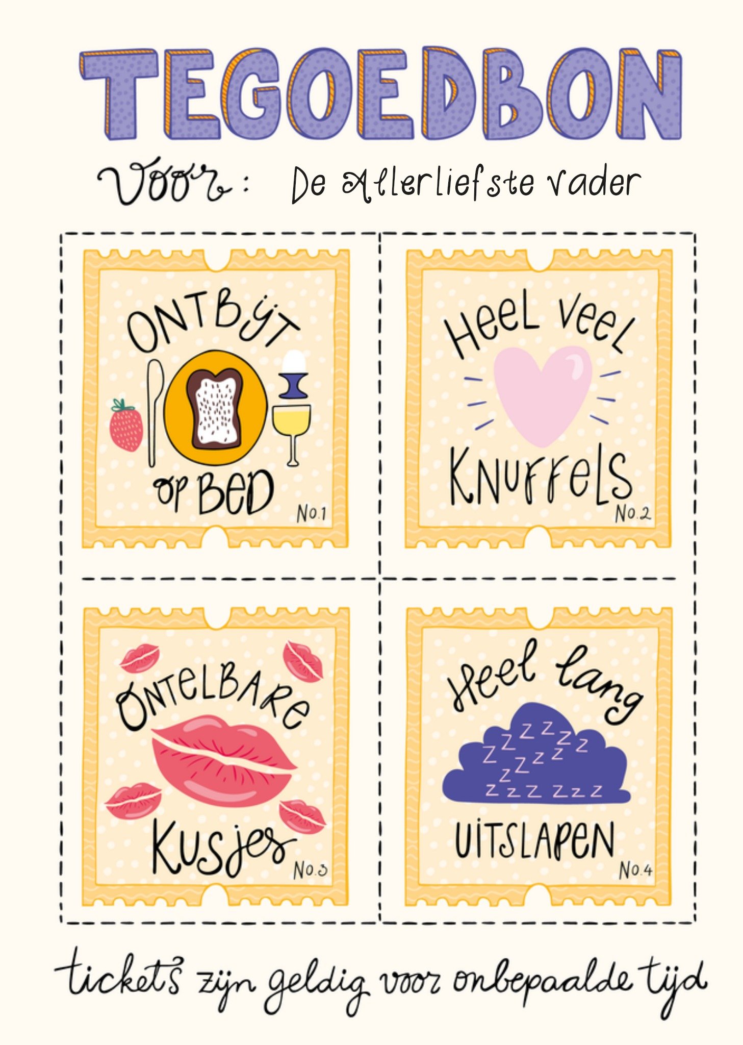 Vaderdagkaart Tegoedbon voor: de allerliefste vader Aanpasbare tekst Kaart Funny Side Up