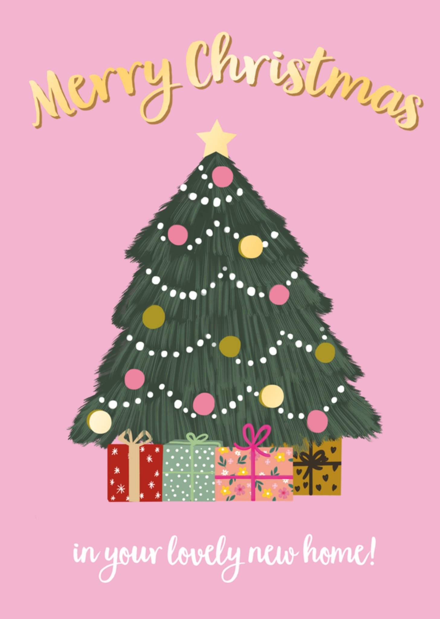 Kerstkaart nieuwe woning kerstboom Tsjip