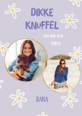 Dikke Knuffel Bloemenpatroon Foto Upload Tante Kaart