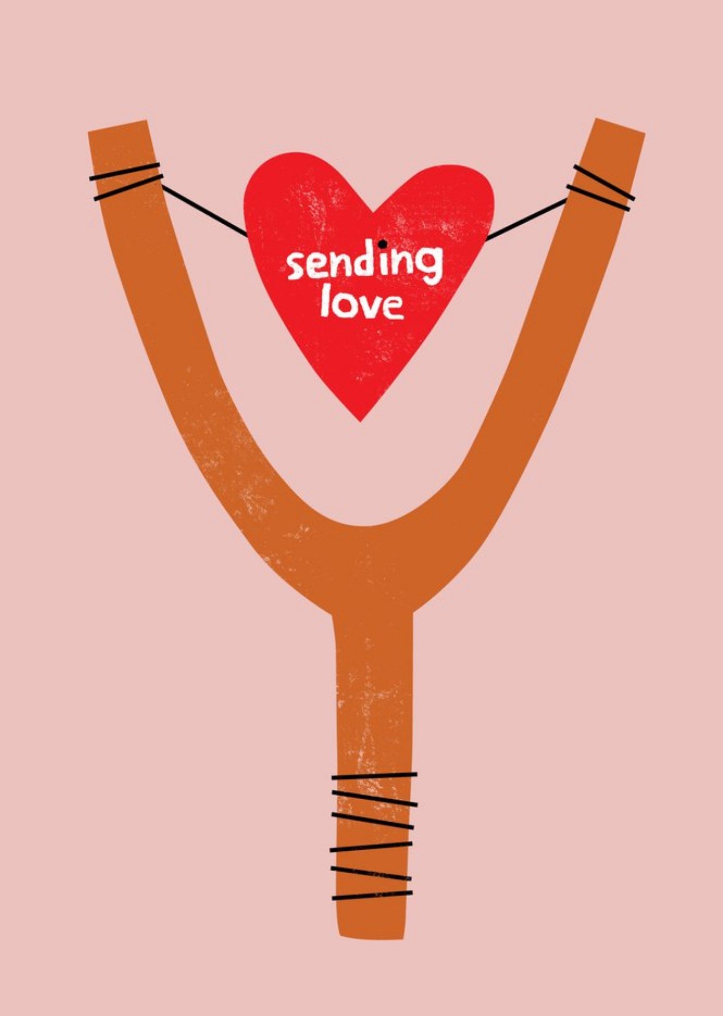 Valentijnskaart Kate Smith Co. Sending Love Illustrated Slingshot Heart Kaart Greetz