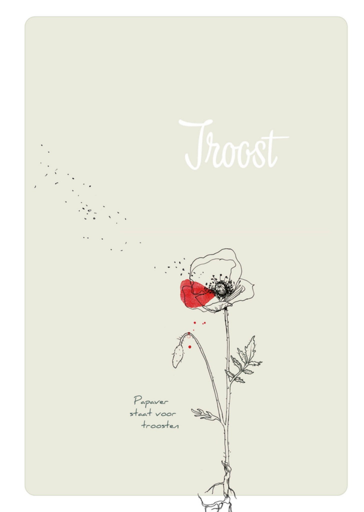 Condoleancekaart Papaver staat voor troosten Kaart Veer Moon