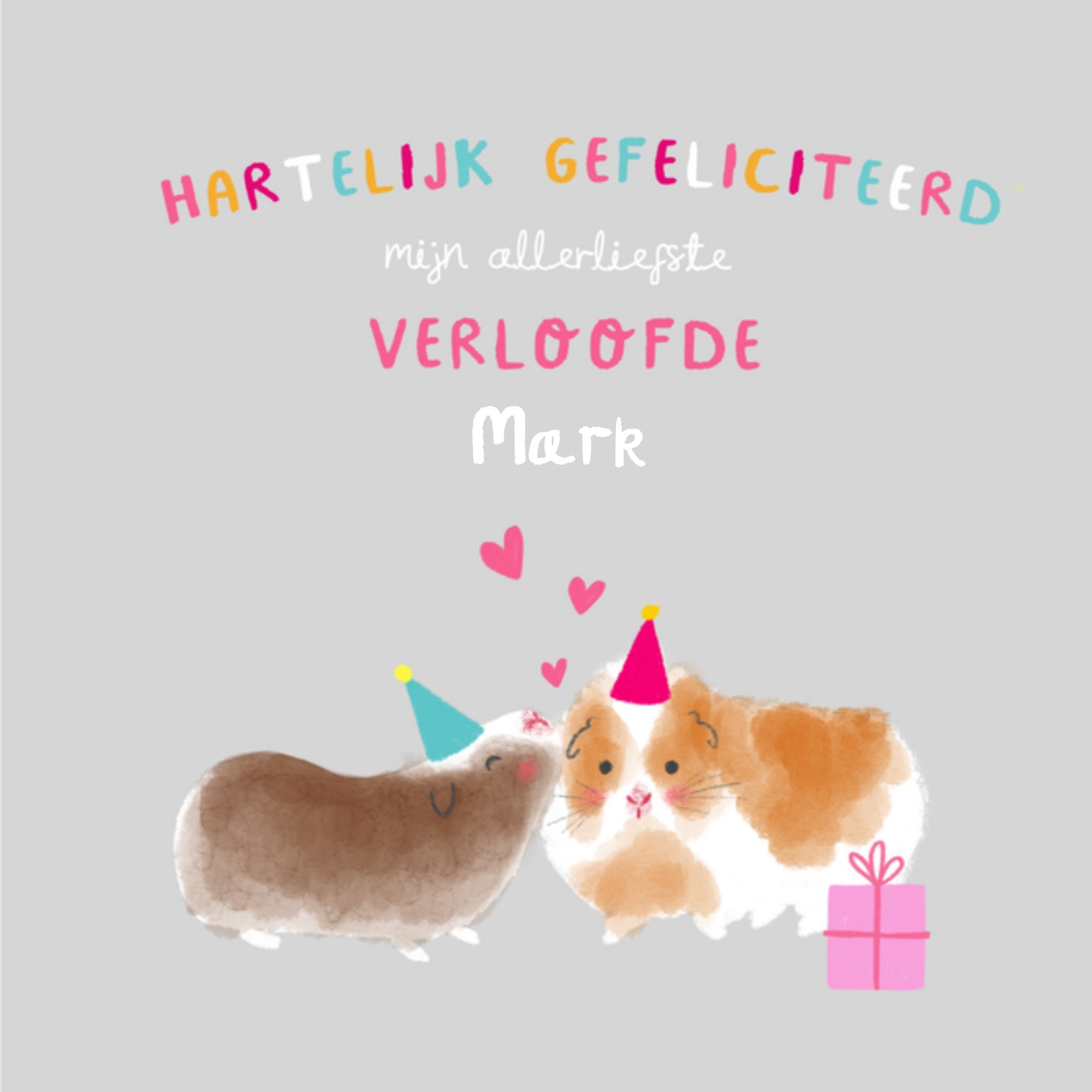 Verjaardagskaart cavia naam Vierkante Kaart Millicent Venton