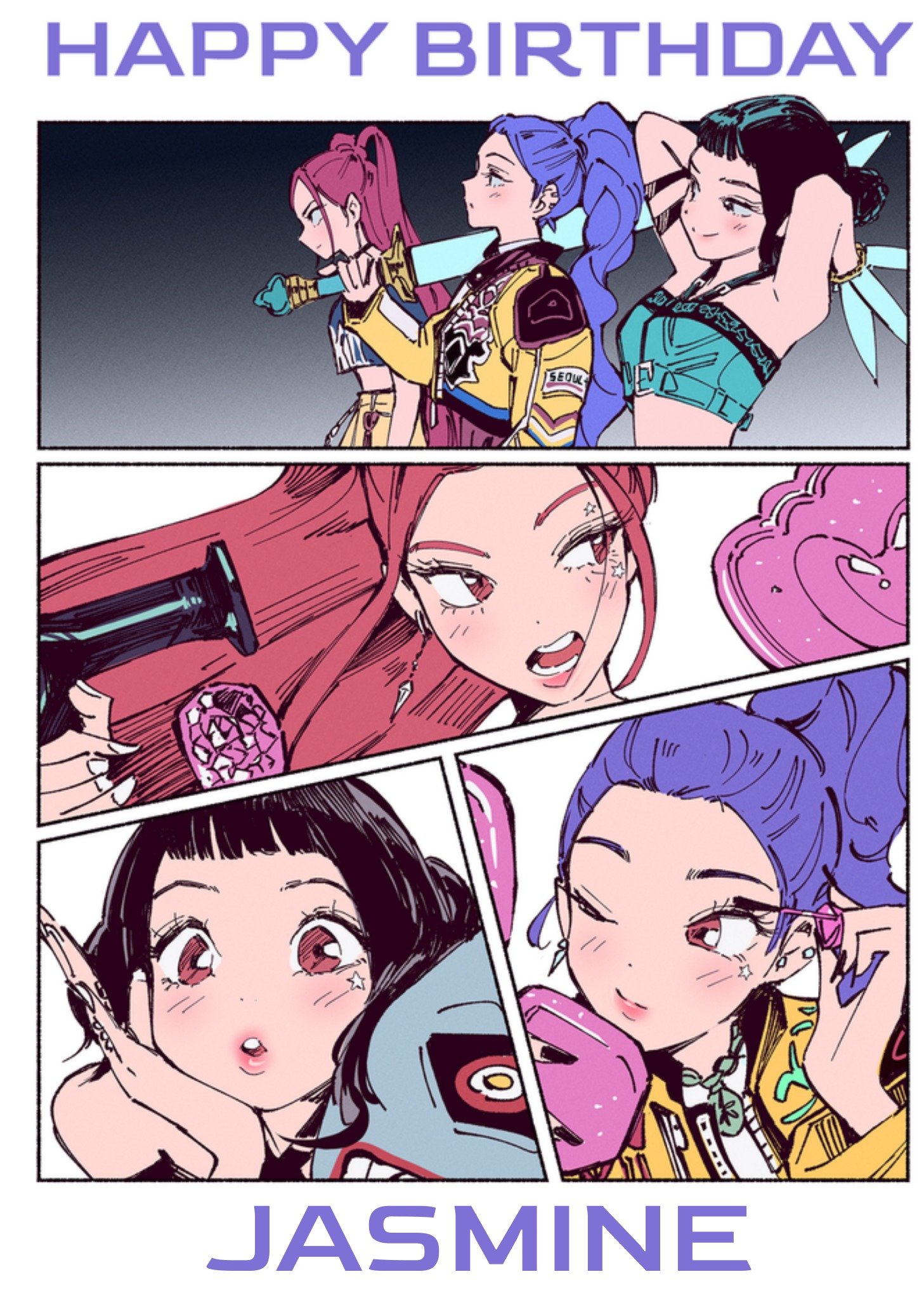 Danilo Verjaardagskaart Manga Comic Strip KPOP Demon Hunters